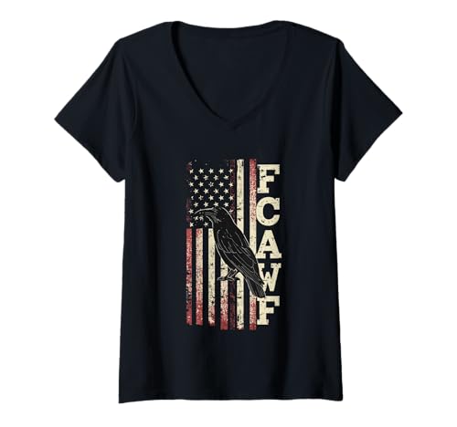 Damen F-Caw-F Raven Moon Gothic Halloween Black Crow Bird Lover T-Shirt mit V-Ausschnitt Damen F-Caw-F Raven Moon Gothic Halloween Black Crow Bird Lover T-Shirt mit V-Ausschnitt von Black Crow CAWF Raven Lunar Night Mystery Apparel