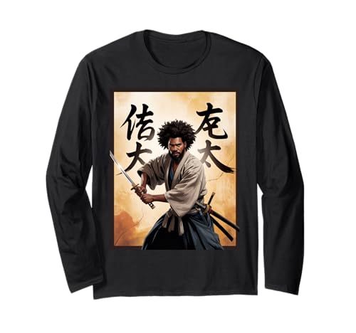 Afro Samurai Krieger mit Katana kühne kraftvolle Kunst Frauen Männer Langarmshirt Afro Samurai Krieger mit Katana kühne kraftvolle Kunst Frauen Männer Langarmshirt von Black Culture Fighter Japan History Anime African