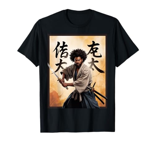 Afro Samurai Krieger mit Katana kühne kraftvolle Kunst Frauen Männer T-Shirt von Black Culture Fighter Japan History Anime African