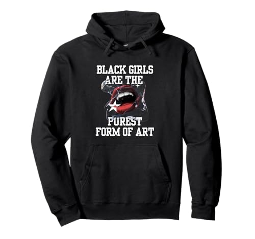 Y2k Lippen Schwarz Afro Frau Mädchen Kunst 2000er Vintage Hip Hop Pullover Hoodie von Black Divas Style