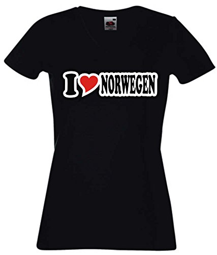 T-Shirt Damen schwarz - L - V-Ausschnitt I Love NORWEGEN - lustig witzige Sprüche - Name - Fasching Party Fun Sport - lustige Tshirts für Frauen Tshirt mit Motiv T-Shirt Damen schwarz - L - V-Ausschnitt I Love NORWEGEN - lustig witzige Sprüche - Name - Fasching Party Fun Sport - lustige Tshirts für Frauen Tshirt mit Motiv von Black Dragon