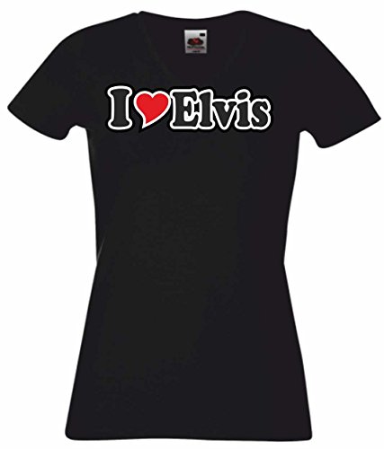 T-Shirt Damen schwarz - L - V-Ausschnitt - Ich Liebe mit Herz - I Love Elvi - lustig witzige Sprüche - Name - Fasching Party Fun Sport - lustige Tshirts für Frauen T-Shirt Damen schwarz - L - V-Ausschnitt - Ich Liebe mit Herz - I Love Elvi - lustig witzige Sprüche - Name - Fasching Party Fun Sport - lustige Tshirts für Frauen von Black Dragon