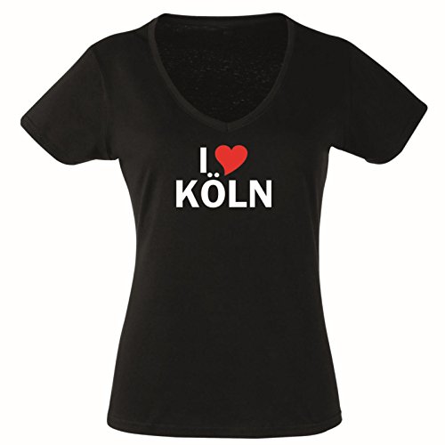 T-Shirt Damen schwarz - XL - V-Ausschnitt mit - Stadt - i Love Köln - lustig witzige Motive - Name Herz - Fasching Party Fun Sport - lustige Tshirts für Frauen T-Shirt Damen schwarz - XL - V-Ausschnitt mit - Stadt - i Love Köln - lustig witzige Motive - Name Herz - Fasching Party Fun Sport - lustige Tshirts für Frauen von Black Dragon