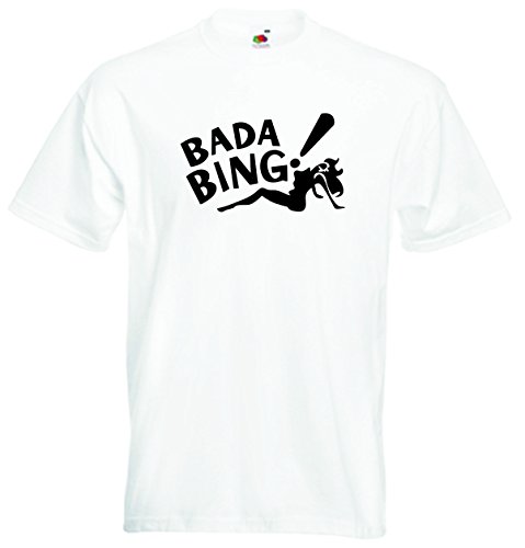 T-Shirt für Herren Weiss - Bada Bing Sopranos - XL - witziges Funshirt - lustige Motive - Unisex Baumwollshirt - hochwertiger Aufdruck - Männershirt mit Print T-Shirt für Herren Weiss - Bada Bing Sopranos - XL - witziges Funshirt - lustige Motive - Unisex Baumwollshirt - hochwertiger Aufdruck - Männershirt mit Print von Black Dragon