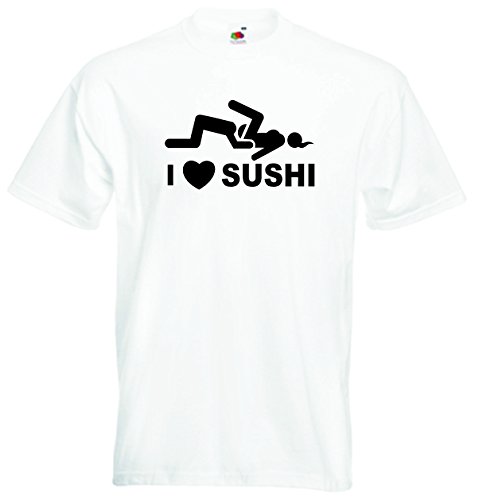 T-Shirt für Herren Weiss - I Love Sushi - M - witziges Funshirt - lustige Motive - Unisex Baumwollshirt - hochwertiger Aufdruck - Männershirt mit Print T-Shirt für Herren Weiss - I Love Sushi - M - witziges Funshirt - lustige Motive - Unisex Baumwollshirt - hochwertiger Aufdruck - Männershirt mit Print von Black Dragon