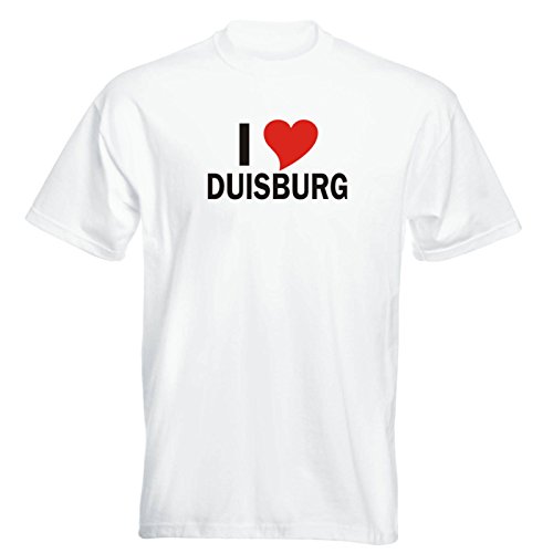 T-Shirt - Herren - weiß - S - Stadt - i Love Duisburg - Bedruckt - lustig witzige Motive - Name Herz - Fasching Party Fun Sport von Black Dragon