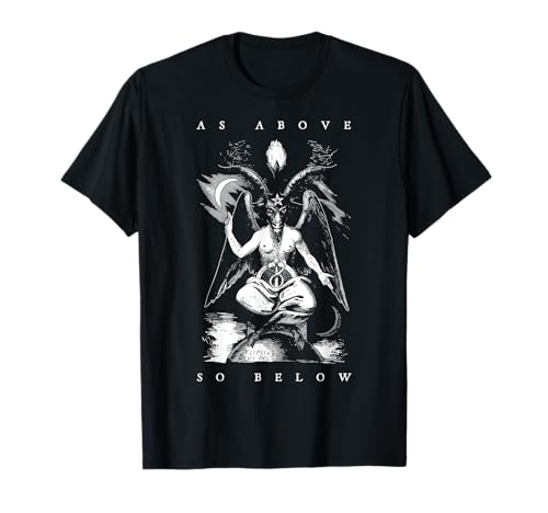 Black Flames Collective Baphomet as Above so Below T-Shirt, Damen, Schwarz, S von Black Flames Collective