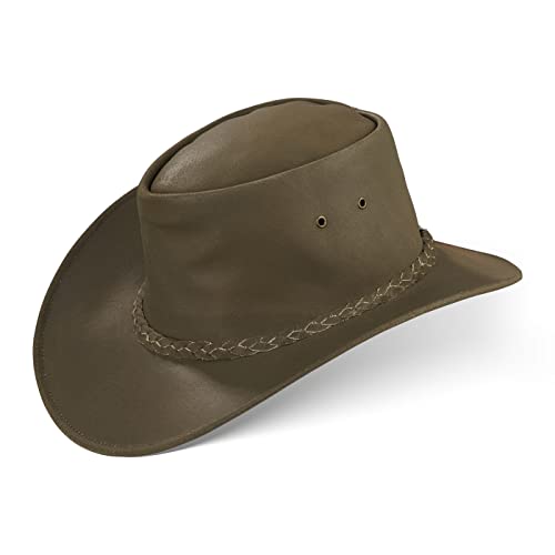 Black Forest Fox® Melbourne Western Cowboy Leder Wickel Hut Flex-Hat in (Hunter-Green, L) von Black Forest Fox