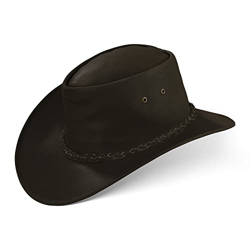 Black Forest Fox® Melbourne Western Cowboy Leder Wickel Hut Flex-Hat in (Brown, M) von Black Forest Fox