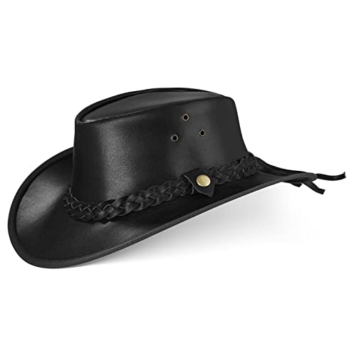 Black Forest Fox® Texas Western Reiten Cowboy Leder Hut (Black, L) von Black Forest Fox