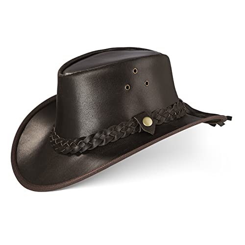 Black Forest Fox® Texas Unisex Western Reiten Cowboy Leder Hut (Horse-Brown, M) von Black Forest Fox