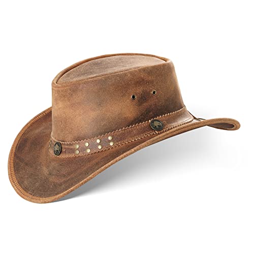 Black Forest Fox Buffalo Bill Herren Damen Western Cowboy Leder Hut Fuchs Braun Größe L von Black Forest Fox