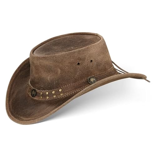 Black Forest Fox Buffalo Bill Herren Damen Western Cowboy Leder Hut Vintage Brown Größe S von Black Forest Fox