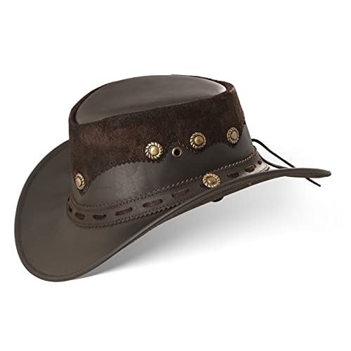 Black Forest Fox Country Luxus Western Cowboy Hut Reiten Leder Sonnenhut (L, Brown) von Black Forest Fox