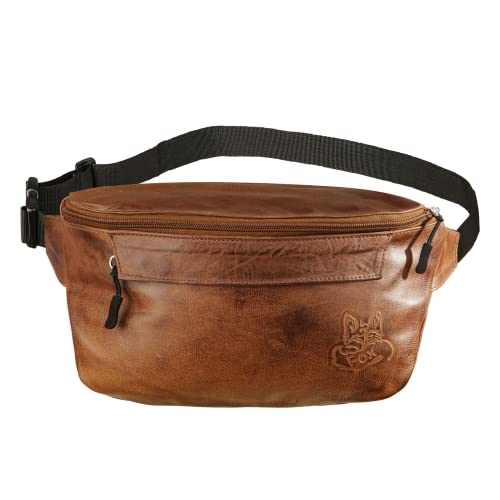 Black Forest Fox Leder Cross Hüft Gürtel Leder Bauchtasche Herren Damen (Cross Bauchtasche, Vintage Brown) von Black Forest Fox