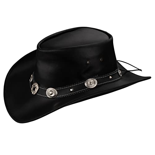 Black Forest Fox Unisex Cowboy Western Leder Hut Star Schwarz Größe L von Black Forest Fox