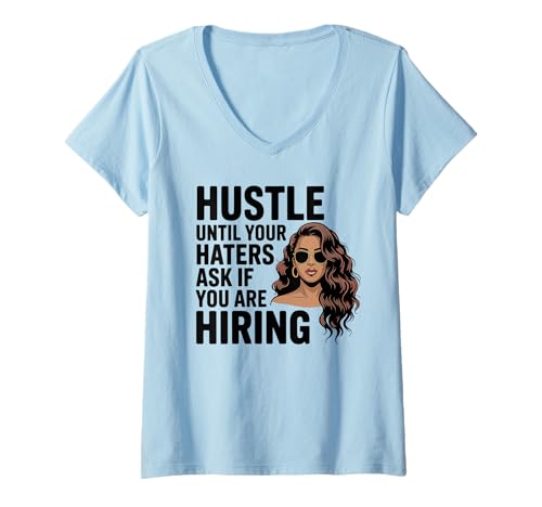 Damen Melanin Queen Hustle Zitat für Black Woman Entrepreneur T-Shirt mit V-Ausschnitt Damen Melanin Queen Hustle Zitat für Black Woman Entrepreneur T-Shirt mit V-Ausschnitt von Black Girl Magic Empowerment & Hustle Apparel