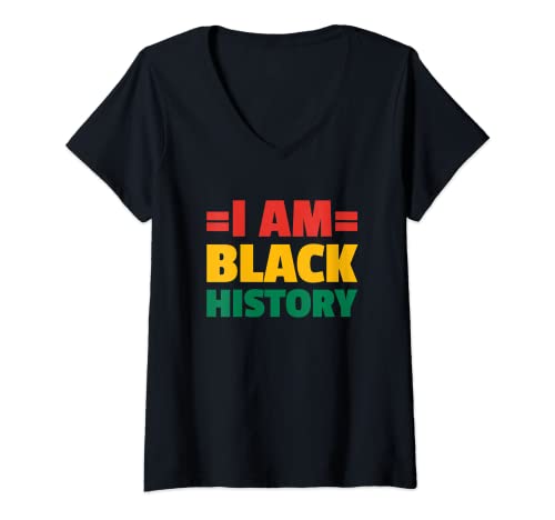 Damen I Am Black History Shirt I Am Black Every Month Black Pride T-Shirt mit V-Ausschnitt Damen I Am Black History Shirt I Am Black Every Month Black Pride T-Shirt mit V-Ausschnitt von Black History Month Collection by DaT