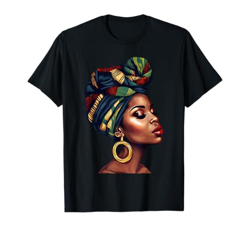 Afro Woman Turban Head Wrap Schal Nubian Black History T-Shirt Afro Woman Turban Head Wrap Schal Nubian Black History T-Shirt von Black History Tees Catalogue