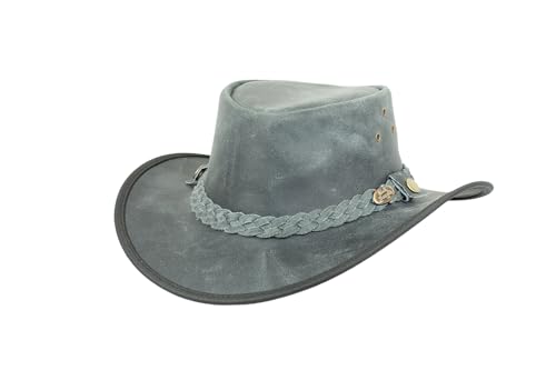 Black Jungle BALAT Lederhut, Westernhut, Australienhut, Cowboyhut (DE/NL/SE/PL, Alphanumerisch, L, Schwarz) von Black Jungle