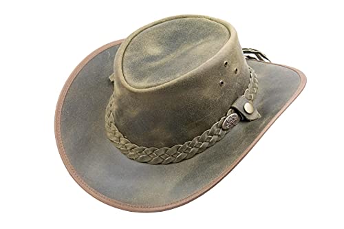 Black Jungle BALAT Lederhut, Westernhut, Australienhut, Cowboyhut (DE/NL/SE/PL, Alphanumerisch, XS, Khaki) von Black Jungle