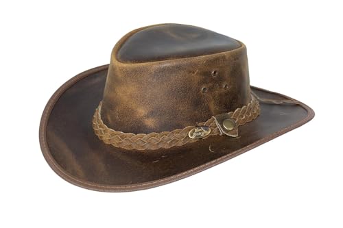 Black Jungle BALAT Lederhut, Westernhut, Australienhut, Cowboyhut (DE/NL/SE/PL, Alphanumerisch, XXL, Tan) von Black Jungle