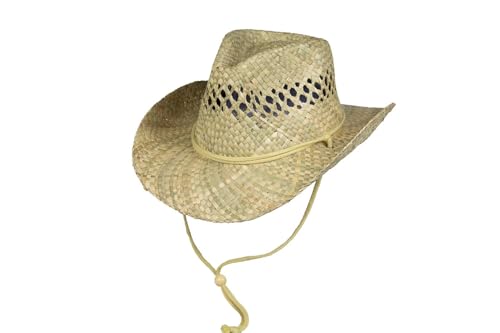Black Jungle Beach Clayton Strohhut Natur mit Kinnriemen Westernhut Cowboyhut Strandhut (DE/NL/SE/PL, Alphanumerisch, L, XL, Natur) von Black Jungle