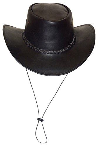 Black Jungle Broome - Cowboyhut aus Rindsleder mit Kinnriemen (XXL, Schwarz) von Black Jungle