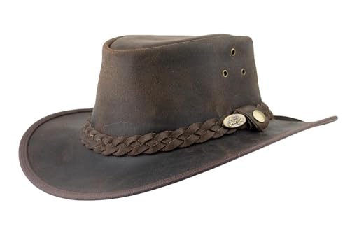 Black Jungle Bulat Lederhut, Westernhut, Australienhut, Cowboyhut (Braun, L) von Black Jungle