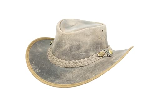 Black Jungle Bulat Lederhut, Westernhut, Australienhut, Cowboyhut (Charcoal, XS) von Black Jungle