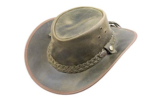 Black Jungle Bulat Lederhut, Westernhut, Australienhut, Cowboyhut (Khaki, M) von Black Jungle