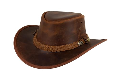 Black Jungle Bulat Lederhut, Westernhut, Australienhut, Cowboyhut (Ocker, XS) von Black Jungle
