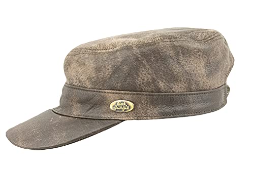 Black Jungle CASTRO Army Cap Leder cap Military cap Biker Kappe, One-Size (Tan, Einheitsgröße) von Black Jungle