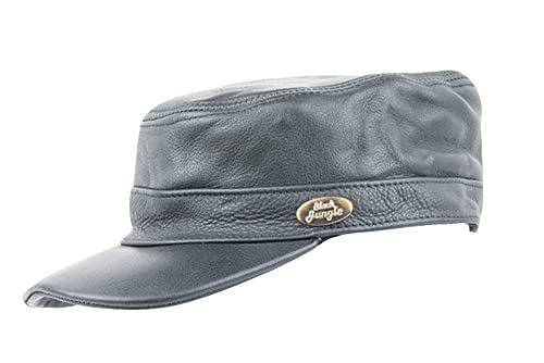 Black Jungle Castro Army Cap Leder Cap Military Cap Biker Kappe, One-Size (Schwarz, Einheitsgröße) von Black Jungle