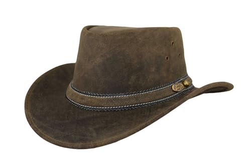 Black Jungle Dayton Lederhut, Westernhut, Australienhut, Cowboyhut (DE/NL/SE/PL, Alphanumerisch, XXL, Khaki) von Black Jungle