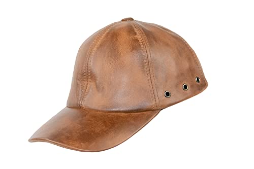 Black Jungle Grafton Lederkappe Biker Kappe Freizeitkappe Baseballkappe (as3, Alpha, one_Size, Ocker) von Black Jungle