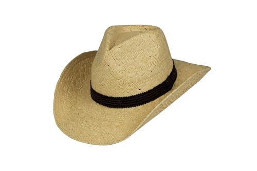 Black Jungle MORON Westernhut Strohhut Sommerhut Strandhut Cowboyhut Sonnenschutz Fedora Hut (DE/NL/SE/PL, Alphanumerisch, S, M, Natur) von Black Jungle