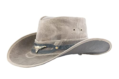 Black Jungle Ontario Outdoor Western Lederhut Australien Cowboy Lederhüte Reiterhut Unisex (as3, Alpha, l, Charcoal) von Black Jungle