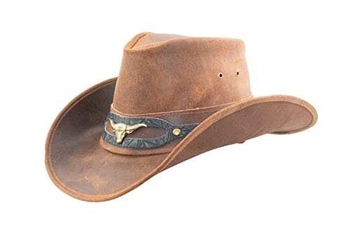 Black Jungle Ontario Outdoor Western Lederhut Australien Cowboy Lederhüte Reiterhut Unisex (as3, Alpha, l, Ocker) von Black Jungle