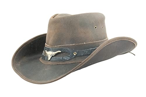 Black Jungle Ontario Outdoor Western Lederhut Australien Cowboy Lederhüte Reiterhut Unisex (as3, Alpha, m, Braun) von Black Jungle