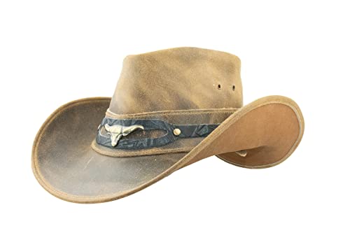 Black Jungle Ontario Outdoor Western Lederhut Australien Cowboy Lederhüte Reiterhut Unisex (as3, Alpha, xx_l, Tan) von Black Jungle