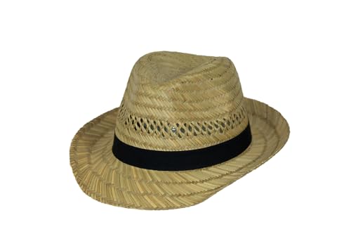 Black Jungle Varadero Strohhut Natur Sommerhut Strohhüte Havanna Hut Unisex Bogart Fedorahut (58) von Black Jungle