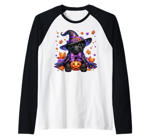 Witchy Halloween Graphic for Women with Labrador Retriever Raglan von Black Labrador Retriever Gifts For Halloween Lover