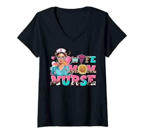 Damen Abschluss zur Wertschätzung der schwarzen Krankenschwester, Ehefrau, Mutter, RN, LPN, CNA, HHA T-Shirt mit V-Ausschnitt Damen Abschluss zur Wertschätzung der schwarzen Krankenschwester, Ehefrau, Mutter, RN, LPN, CNA, HHA T-Shirt mit V-Ausschnitt von Black Nurse Tees NYC