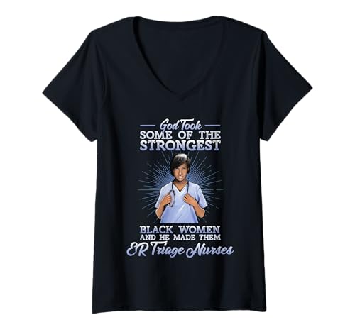 Damen Black ER Triage Nurse Religious RN LPN NP Notaufnahme T-Shirt mit V-Ausschnitt Damen Black ER Triage Nurse Religious RN LPN NP Notaufnahme T-Shirt mit V-Ausschnitt von Black Nurse Tees NYC