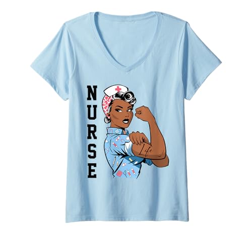Damen Black Nurse Strong Resist Protest März RN LPN NP CNA HHA T-Shirt mit V-Ausschnitt Damen Black Nurse Strong Resist Protest März RN LPN NP CNA HHA T-Shirt mit V-Ausschnitt von Black Nurse Tees NYC