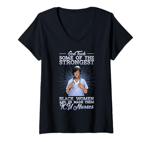 Damen Schwarze Intensivkrankenschwester Religiös RN LPN NP HHA CNA T-Shirt mit V-Ausschnitt Damen Schwarze Intensivkrankenschwester Religiös RN LPN NP HHA CNA T-Shirt mit V-Ausschnitt von Black Nurse Tees NYC
