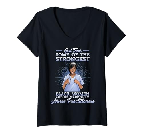 Damen Schwarze Krankenschwester, Praktizierende, Religiöse Christin APRN, Schwarz, NP T-Shirt mit V-Ausschnitt Damen Schwarze Krankenschwester, Praktizierende, Religiöse Christin APRN, Schwarz, NP T-Shirt mit V-Ausschnitt von Black Nurse Tees NYC