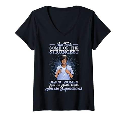 Damen Schwarze Krankenschwester, Supervisorin, Leiter des religiös christlichen Krankenhauses T-Shirt mit V-Ausschnitt Damen Schwarze Krankenschwester, Supervisorin, Leiter des religiös christlichen Krankenhauses T-Shirt mit V-Ausschnitt von Black Nurse Tees NYC