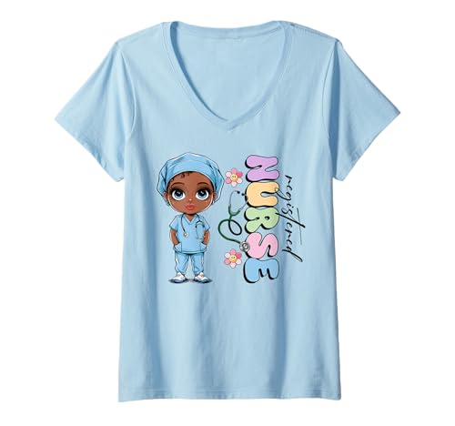 Damen Schwarze Krankenschwester RN Black Nurse Scrubs HBCU-Abschluss T-Shirt mit V-Ausschnitt Damen Schwarze Krankenschwester RN Black Nurse Scrubs HBCU-Abschluss T-Shirt mit V-Ausschnitt von Black Nurse Tees NYC